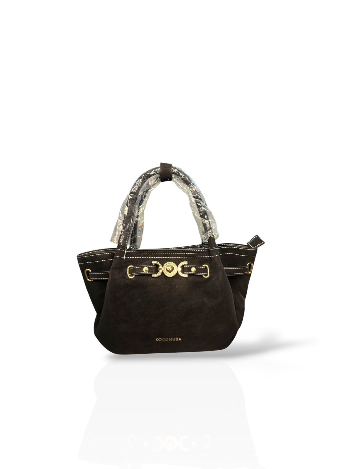 Borsa a Mano in Pelle Scamosciata Senape - Modello Chic con Dettaglio Morsetto