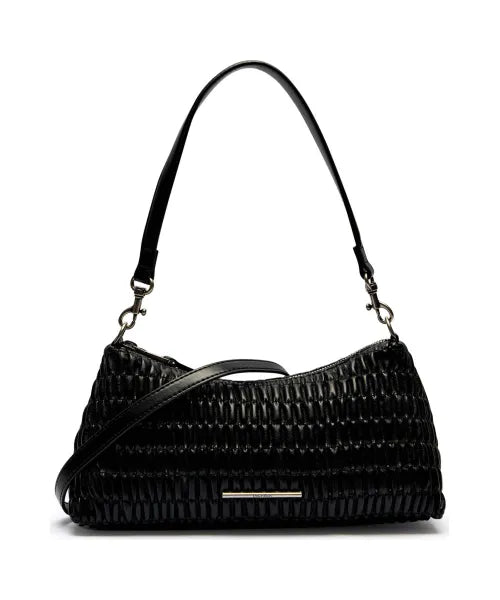 Borsa a Spalla Calvin Klein Effetto Arricciato Nera