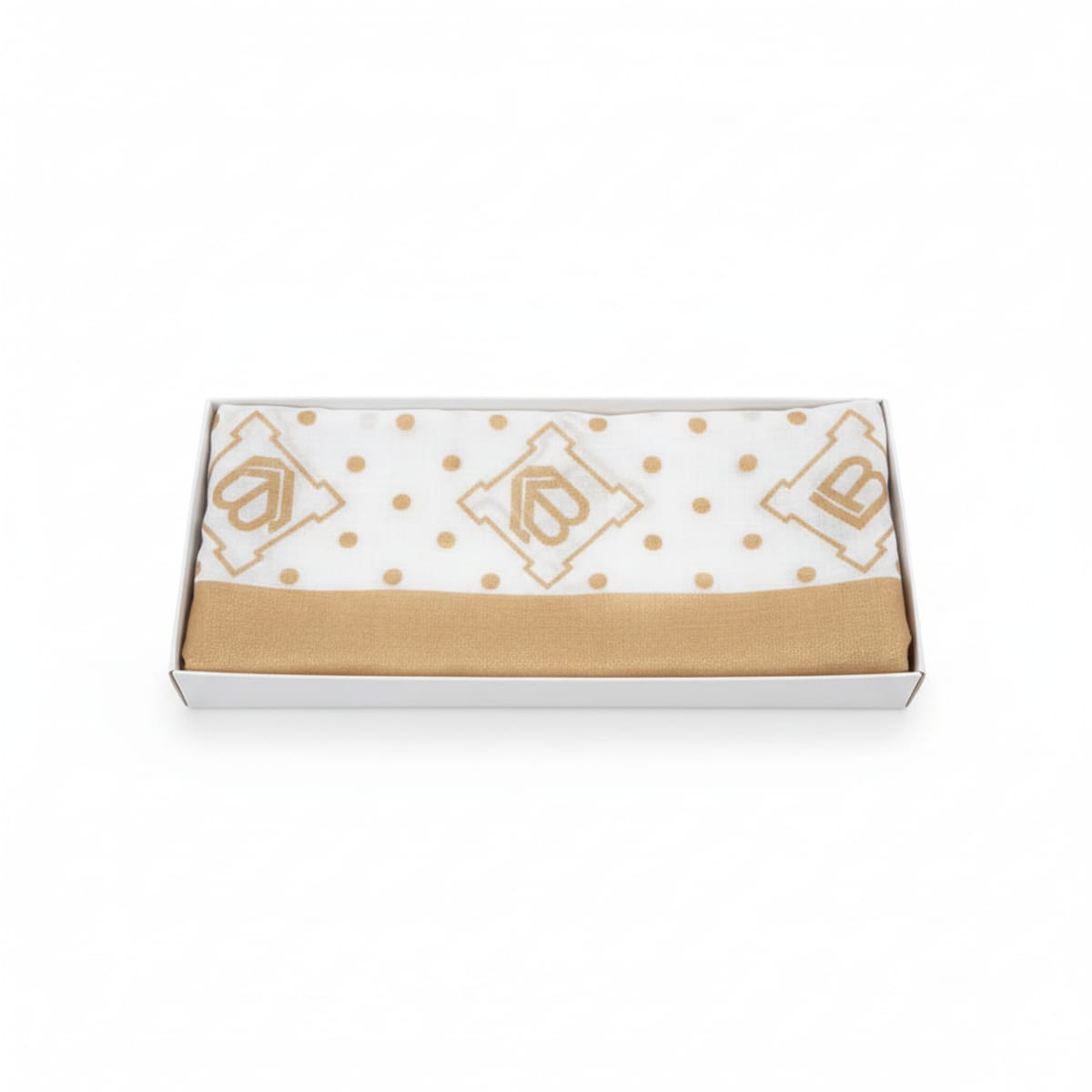 Foulard 'Laura Biagiotti ' con Logo e Pois - Bianco/Oro
