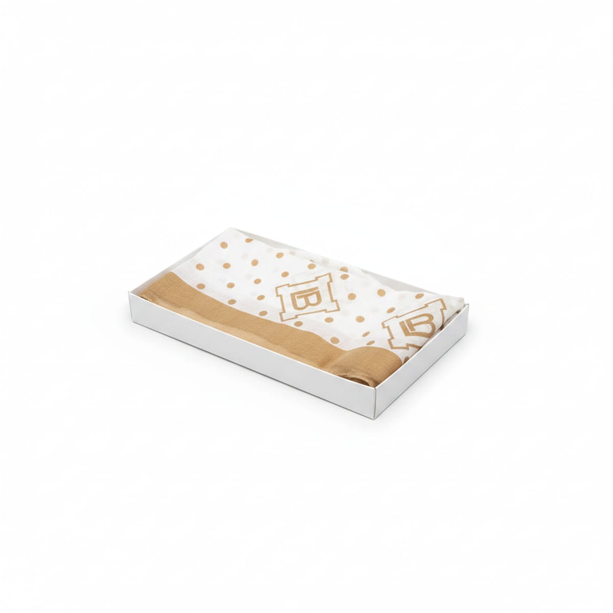 Foulard 'Laura Biagiotti ' con Logo e Pois - Bianco/Oro