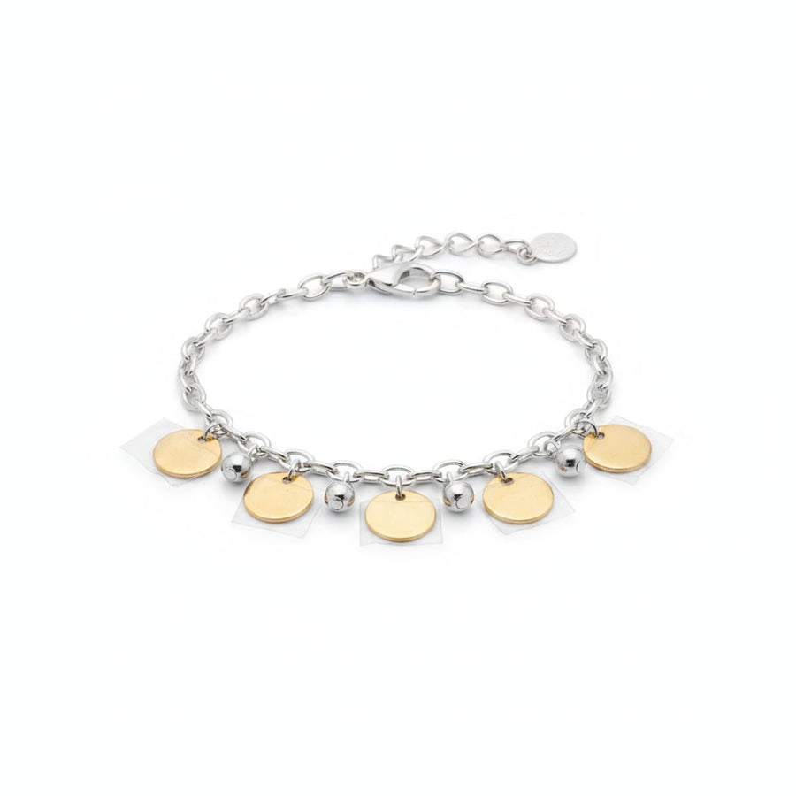 Bracciale Bicolore in Acciaio For You Jewels con Dischi Dorati e Sfere