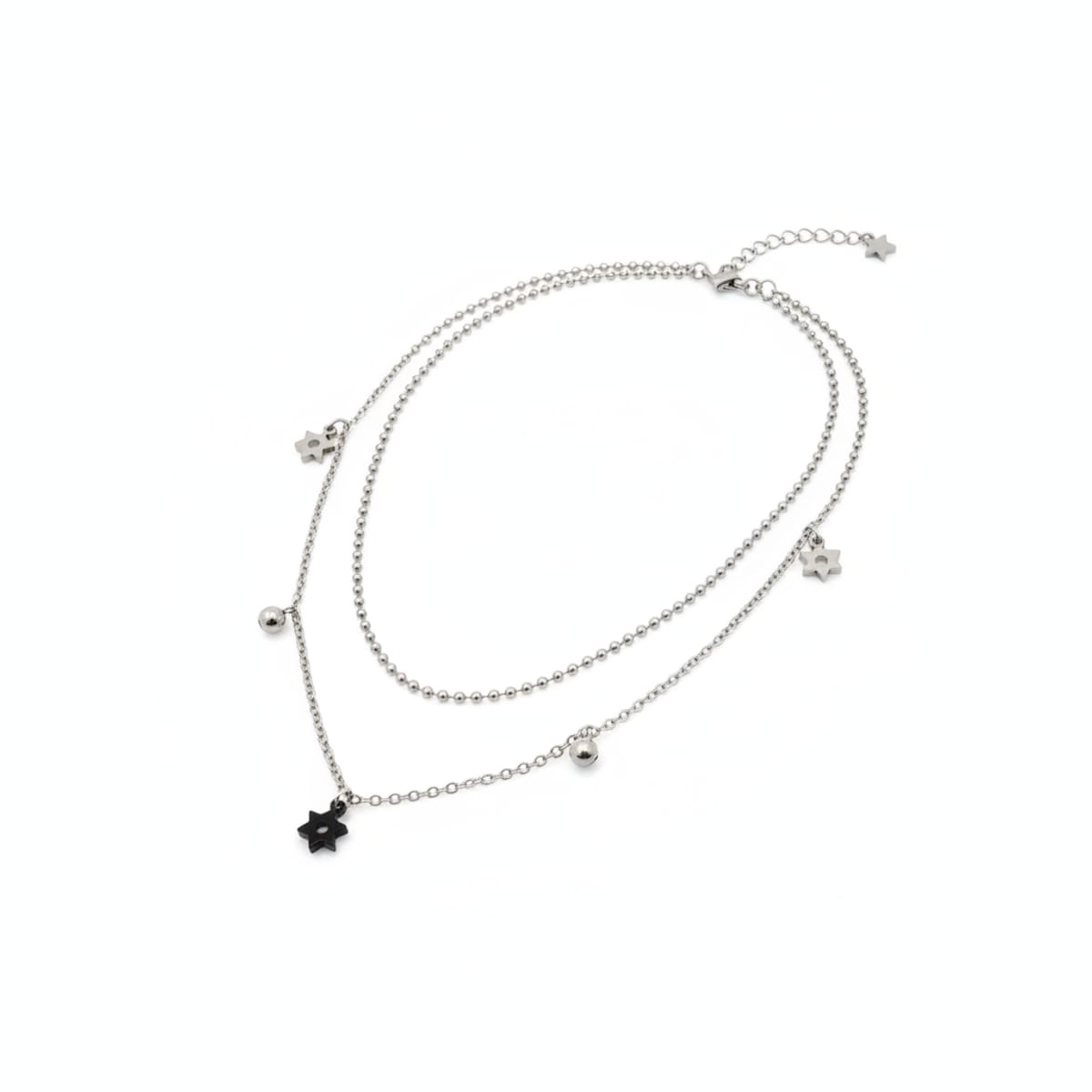 Collana Doppia 4YOU Jewels in Acciaio Inossidabile con Charms Stelline e Sfere