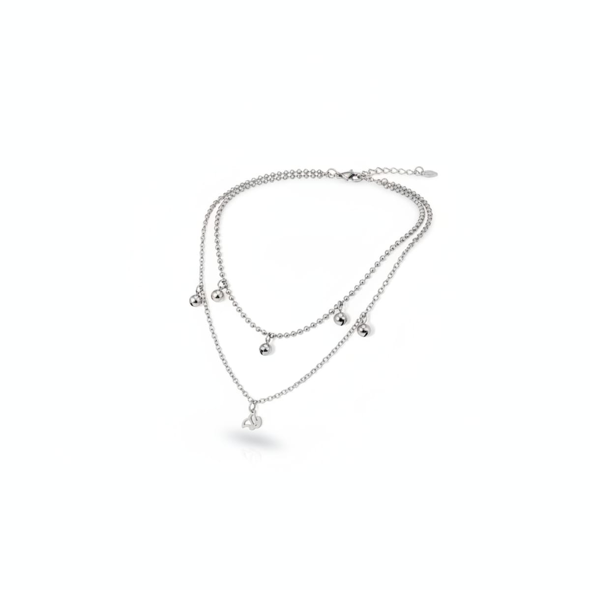 Collana Doppio Filo in Acciaio Inossidabile con Charms e Pendente Farfalla – 4You Jewels
