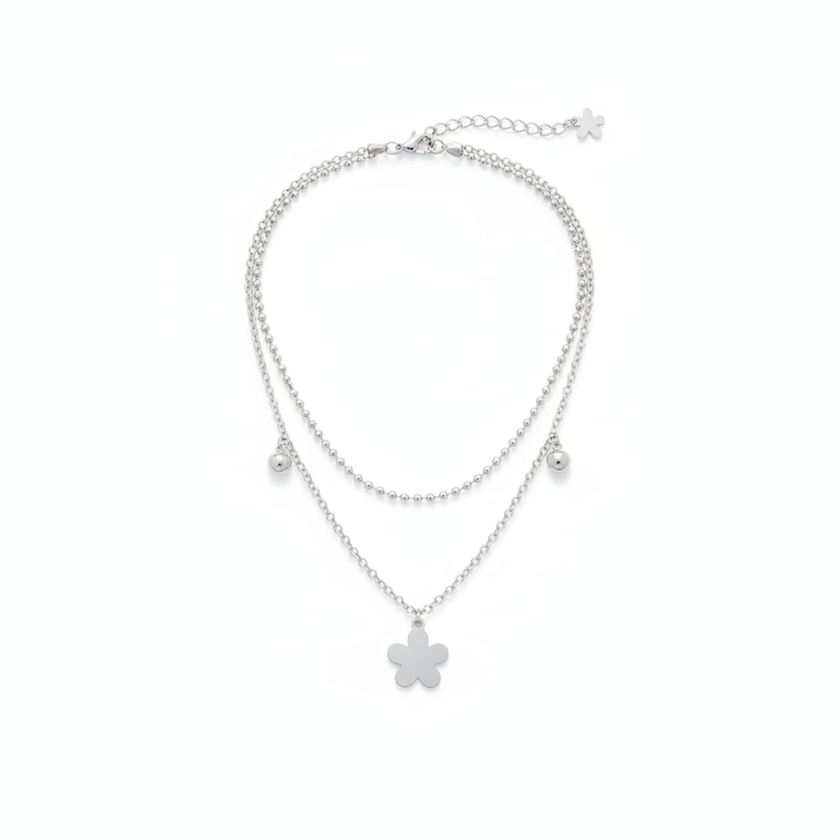 Collana Doppia 4YOU Jewels in Acciaio con Pendenti a Fiore
