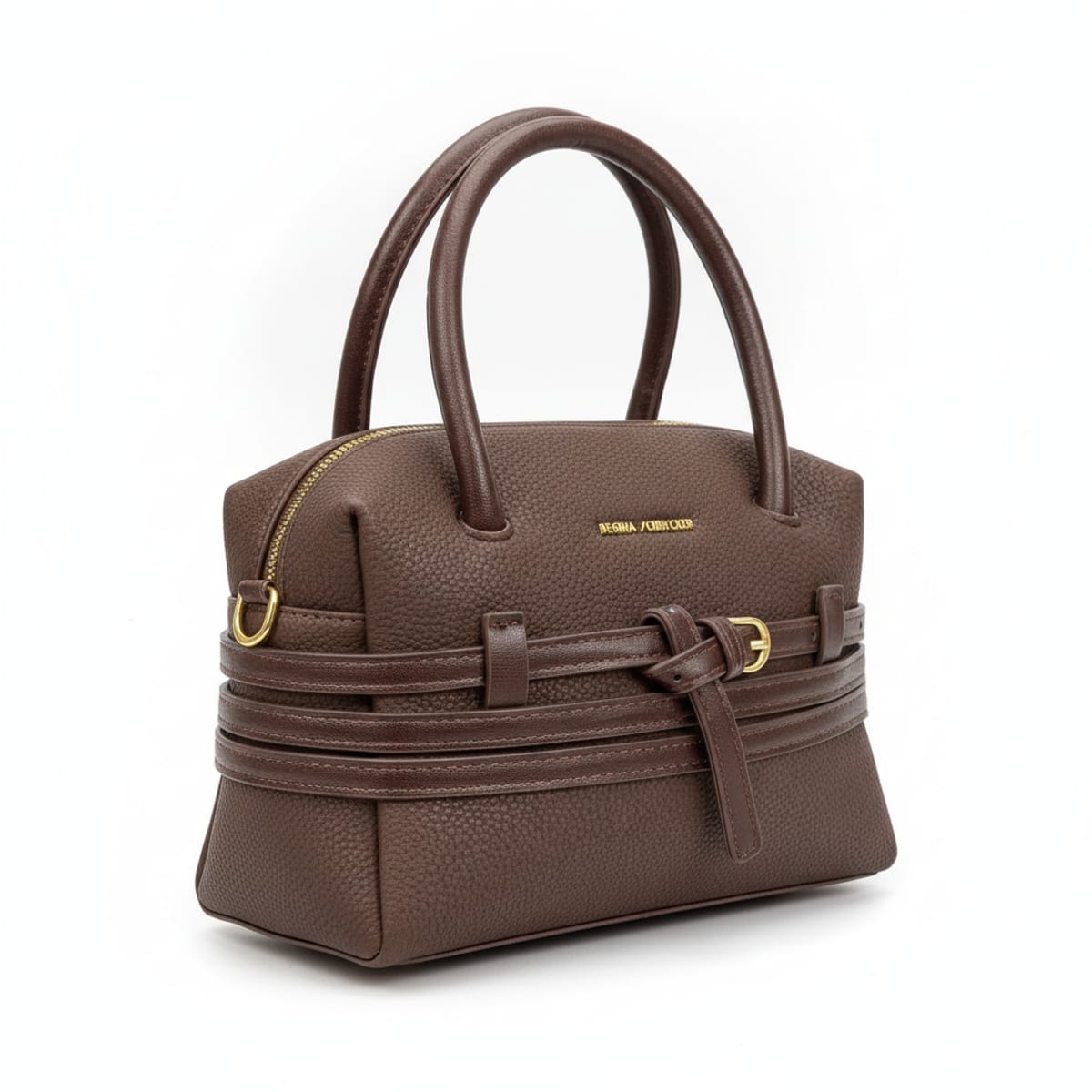Borsa a mano Regina Schrecker in Ecopelle Martellata con Dettaglio Cinture