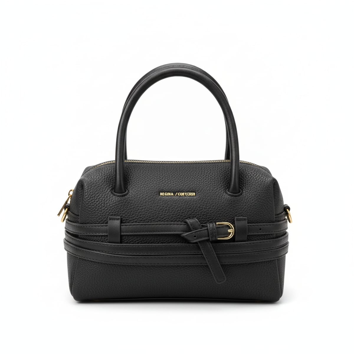 Borsa a mano Regina Schrecker in Ecopelle Martellata con Dettaglio Cinture