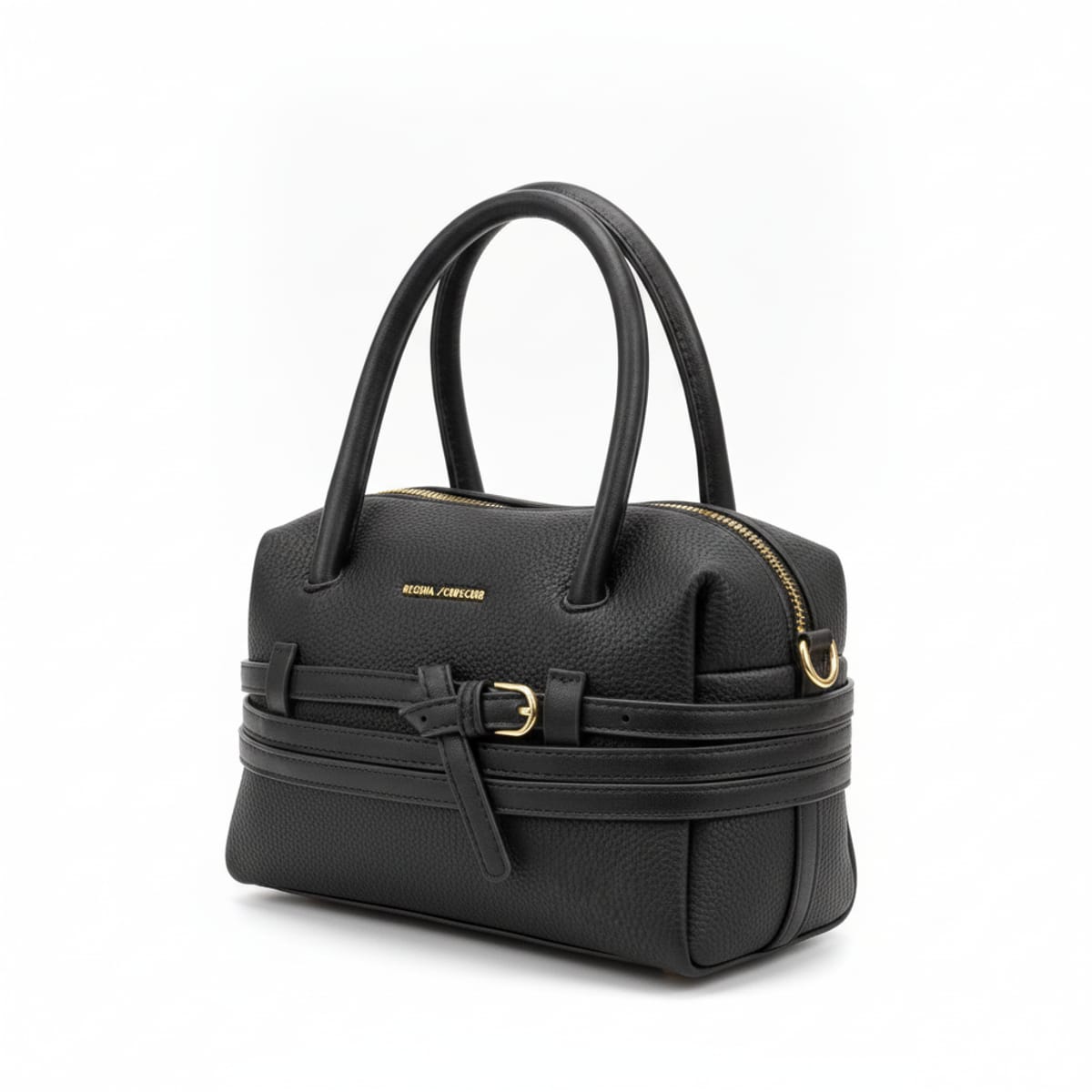 Borsa a mano Regina Schrecker in Ecopelle Martellata con Dettaglio Cinture