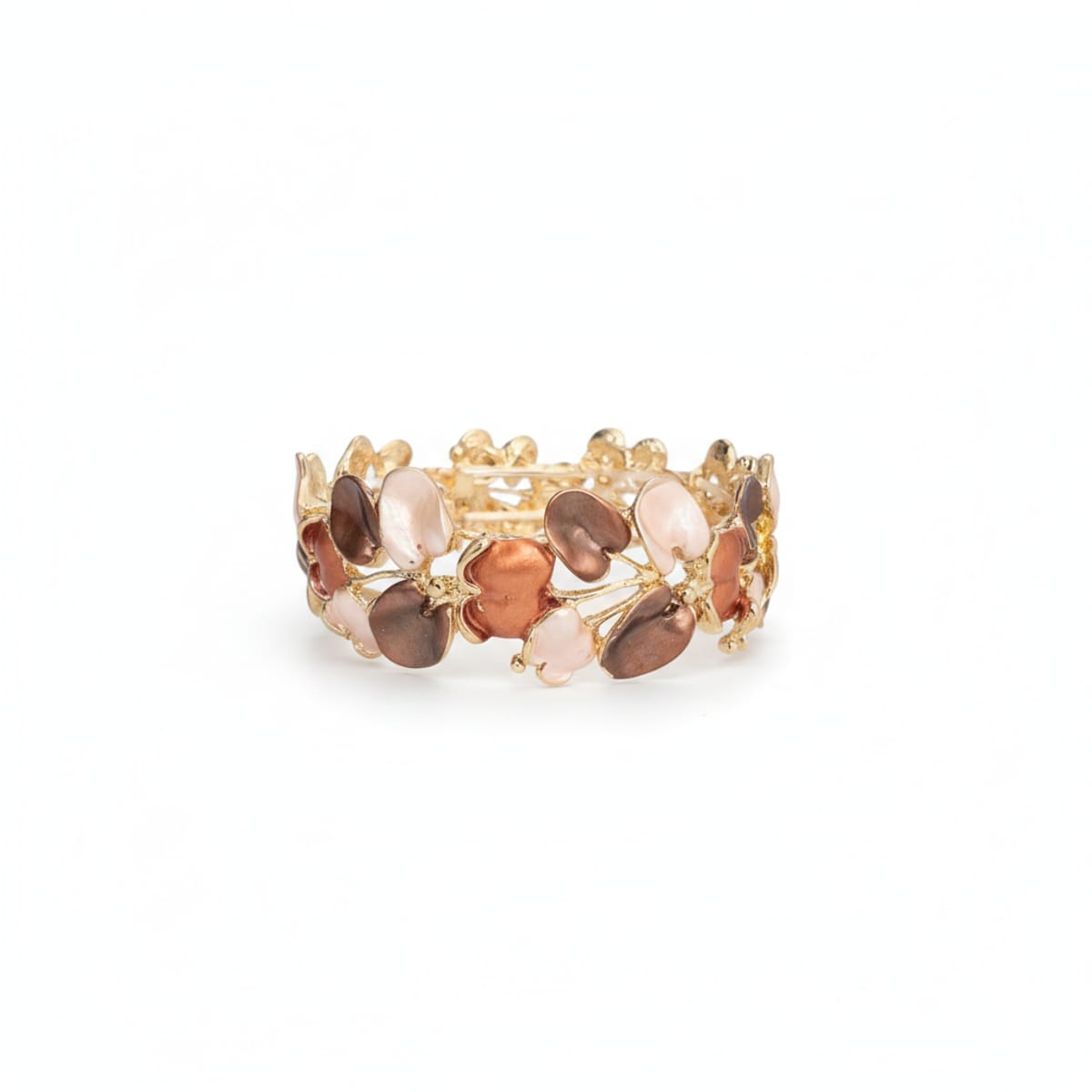 Bracciale Rigido Floreale con Petali Multicolore Effetto Madreperla