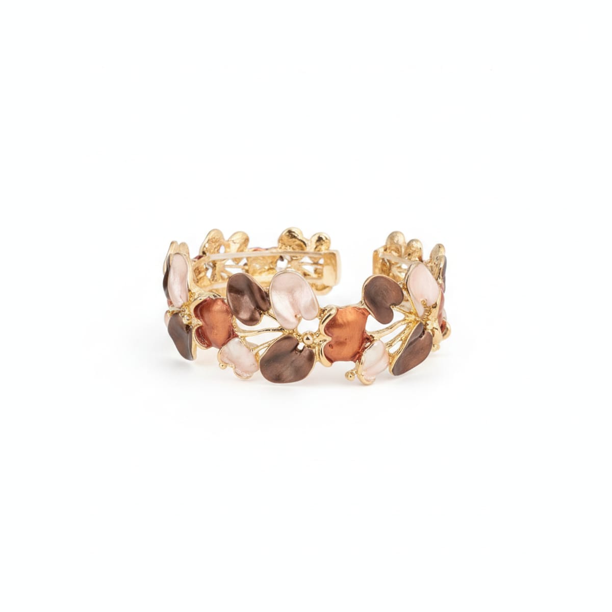 Bracciale Rigido Floreale con Petali Multicolore Effetto Madreperla
