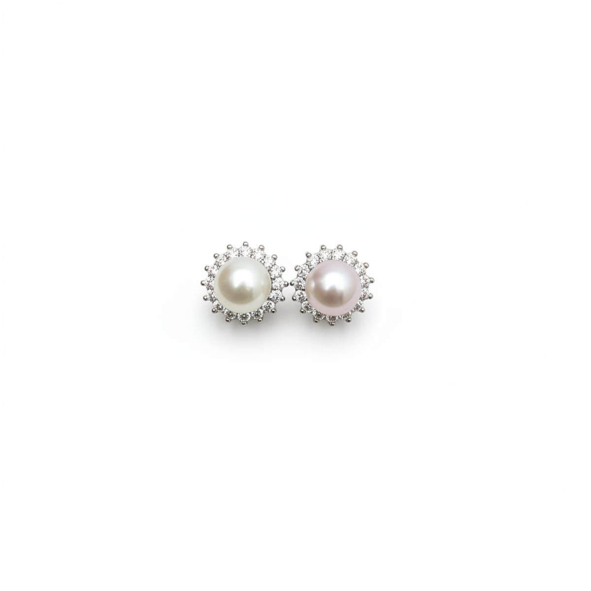 Orecchini a Bottone con Perle e Zirconi - Eleganza e Luminosità