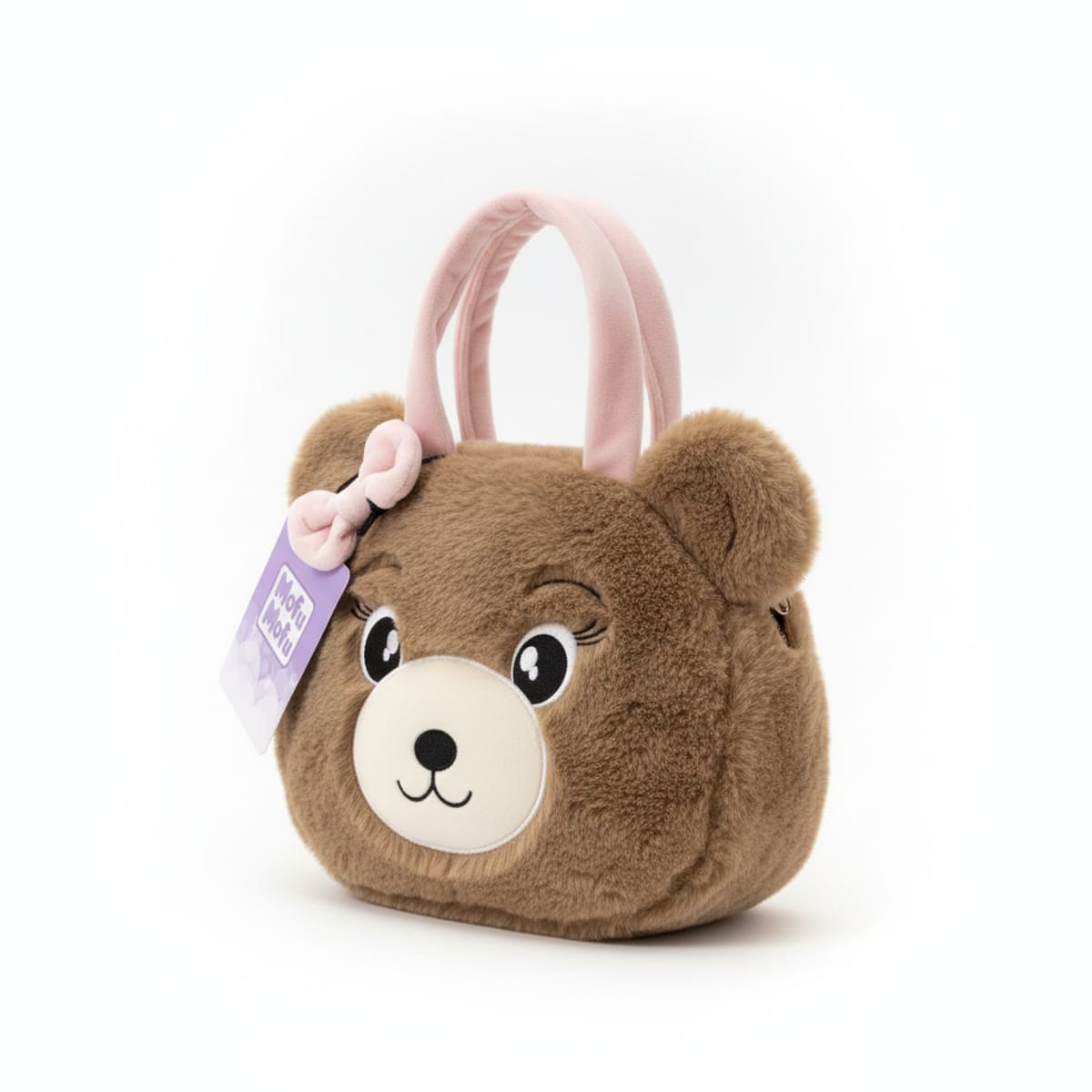 Borsa a tracolla Orsetto Mofu Mofu in peluche con fiocco rosa