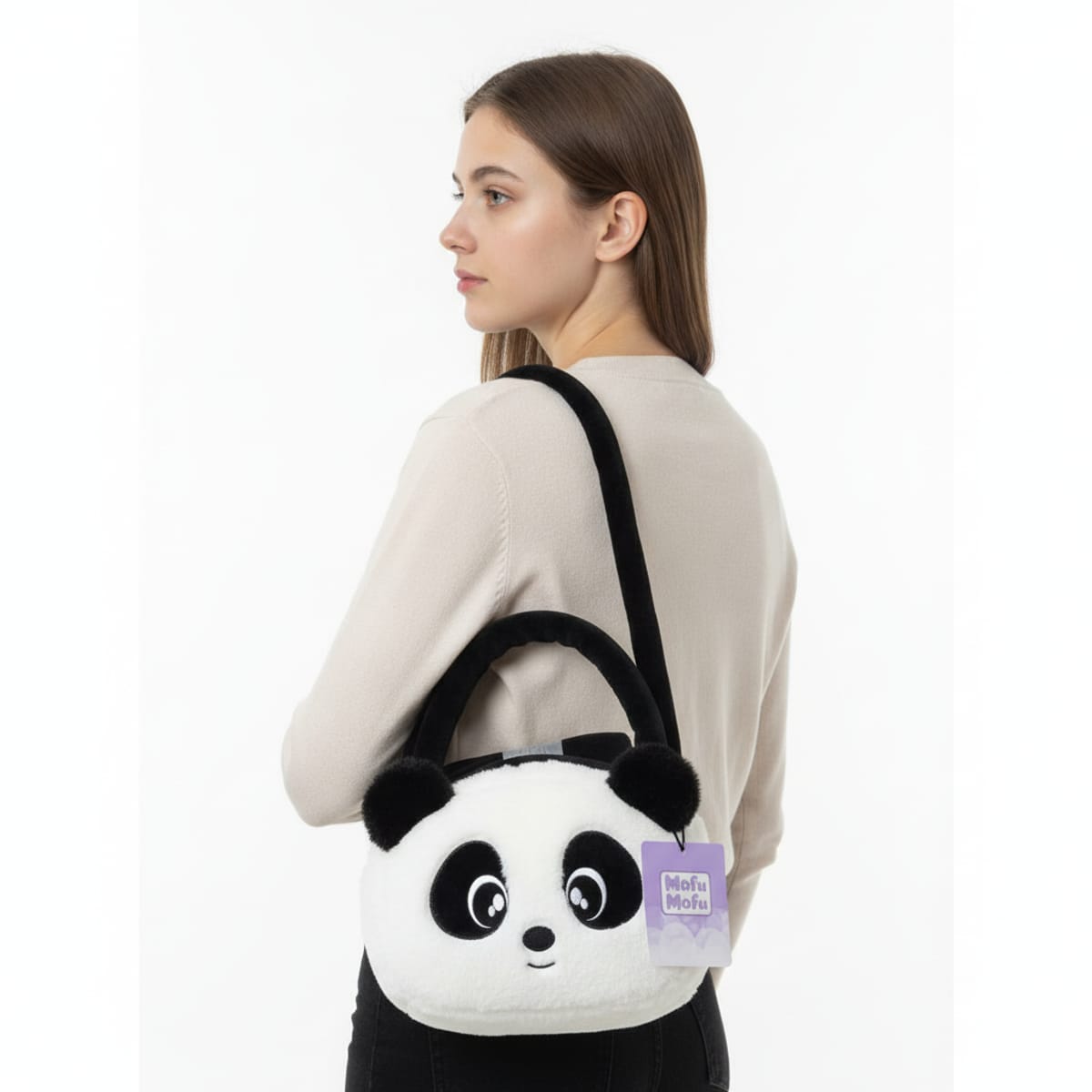 Borsa a tracolla Panda Mofu Mofu in peluche