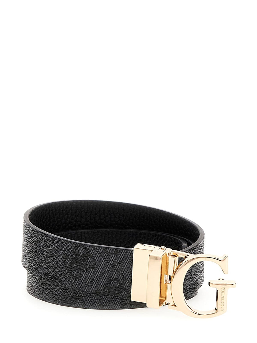 Cintura Donna Reversibile Guess Calista con Logo All-Over e Fibbia Dorata
